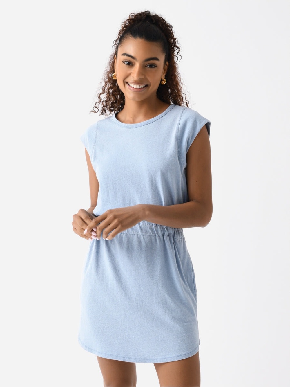 Z supply Women's Paxton Knit Denim Jersey Mini Dress size small